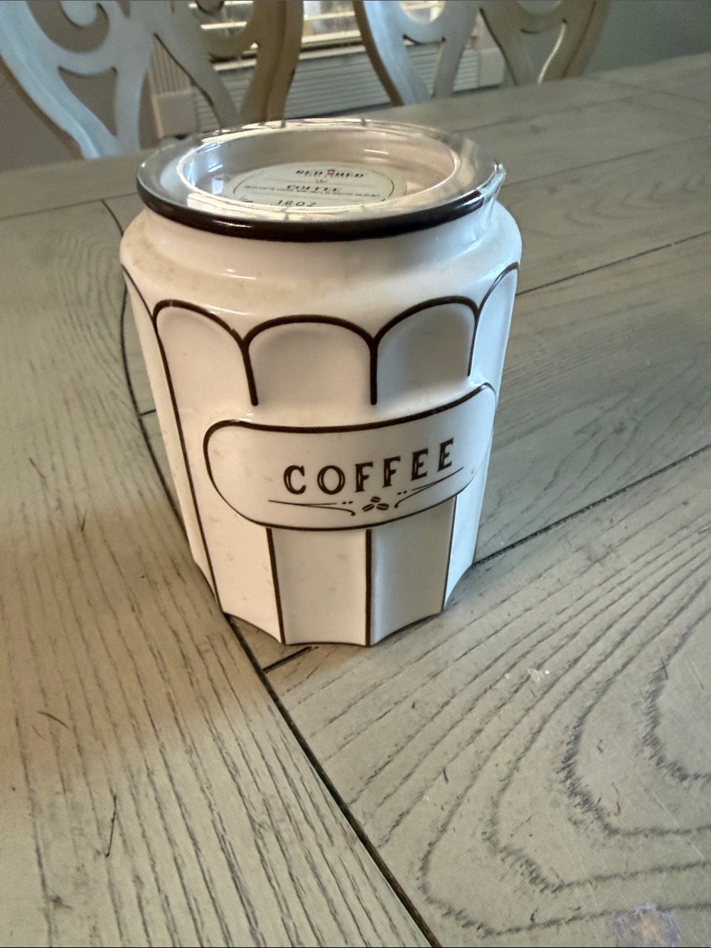 White and Brown Ceramic Coffee Canister - Classic Counter Storage